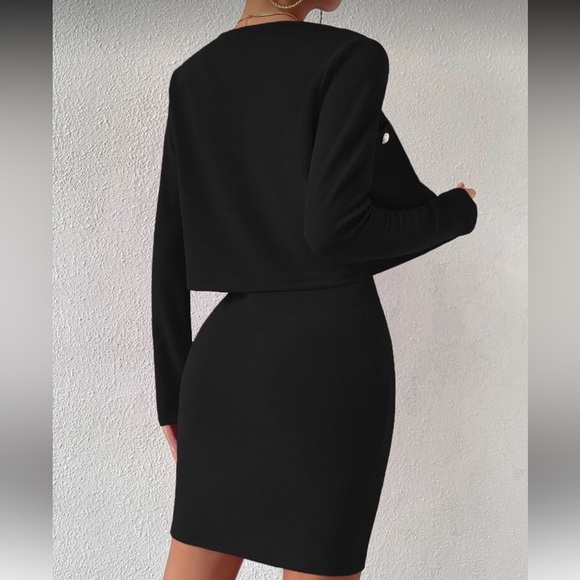 Elegant Black Dress with Jacket - Picture 3 of 3